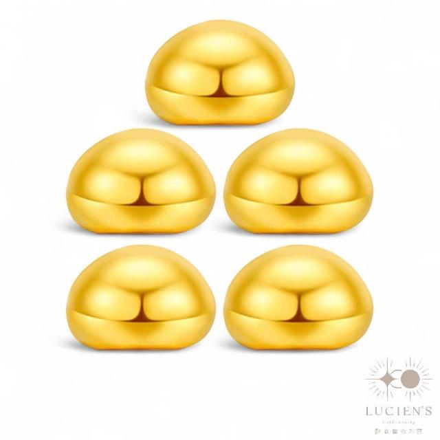 【路森金飾】黃金金豆1錢*5入組(金重:5.00錢+-0.03錢附加許願瓶)