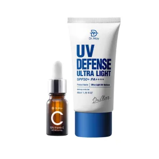 【Dr. May美博士】專業隔離清爽防曬乳SPF50 40ml+專業C15%美白精華10ml(抗UV清爽防曬 新升級維他命C15％)