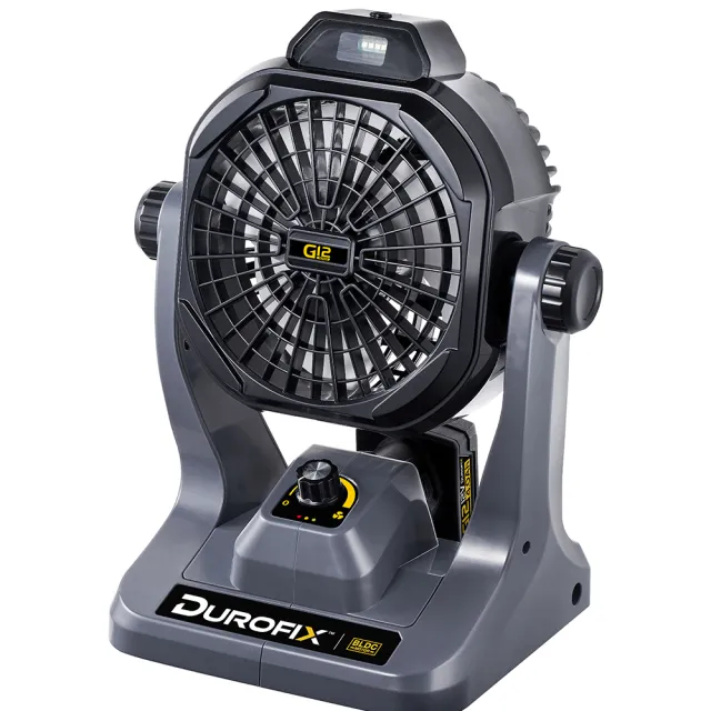 【Durofix 德克斯】RZ1290 G12 無刷鋰電風扇 Type-C雙充電 磁吸彈簧夾 LED照明 露營/工地/釣魚 1年保固