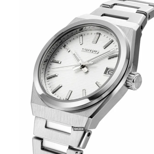 【SEIKO 精工】CS系列/Lady簡約條紋銀白面34㎜精鋼款 SK004(SUR573P1/6N42-00N0S)