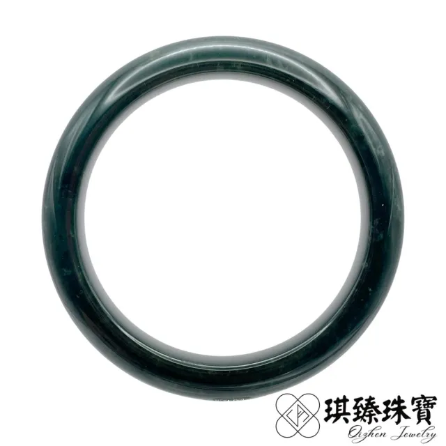 【琪臻珠寶】天然和田玉青海料黑青玉平安鐲玉鐲(17-21圍手鐲_完美無裂_塔青墨玉_618狂歡節_限時搶購)