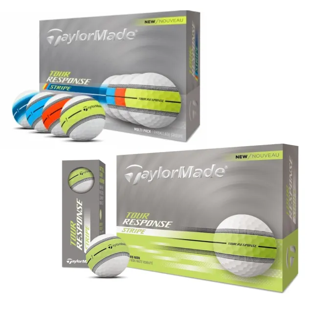 【TaylorMade】360度加強瞄準 Tour Response Stripe 高爾夫球 三層球(一次3盒 直接擁有多種顏色圈圈球)