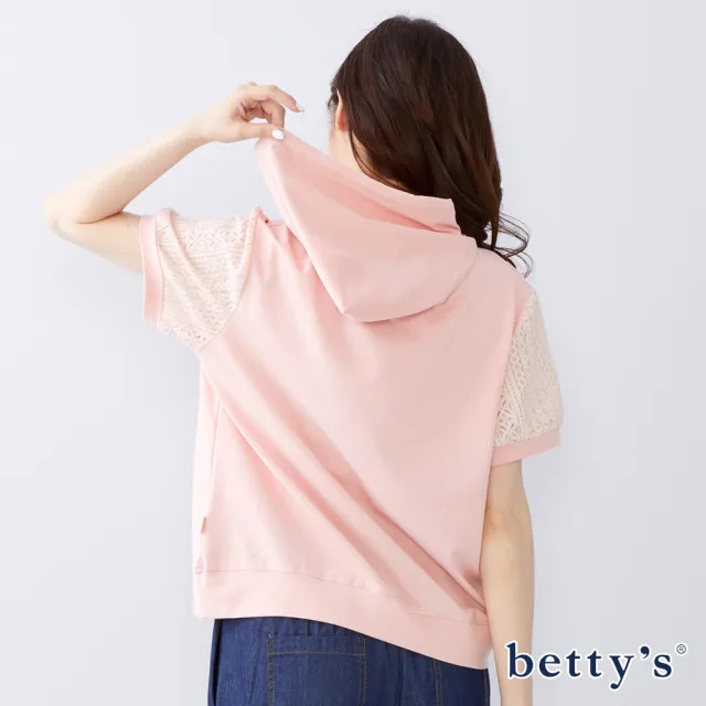 【betty’s 貝蒂思】蝴蝶結花朵短袖連帽上衣(共二色)