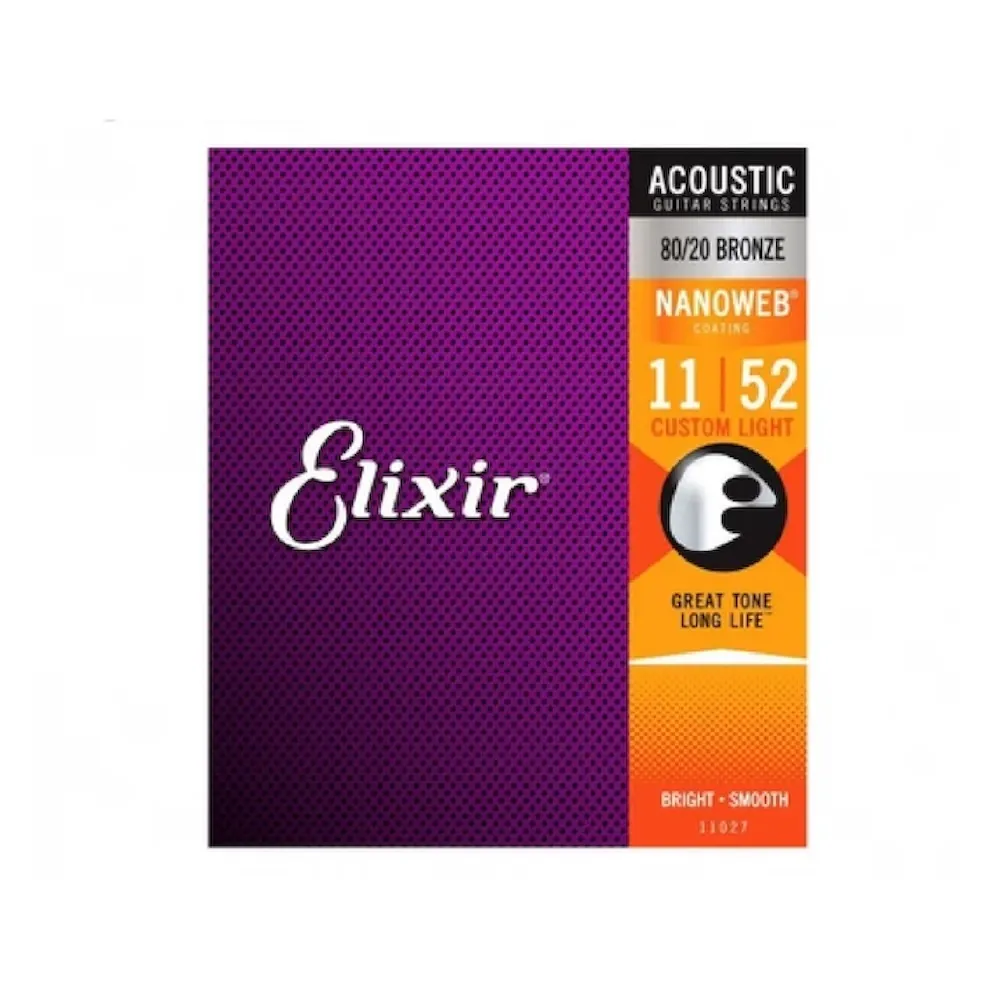 【ELIXIR】Nanoweb 黃銅 薄包覆 11-52 民謠吉他弦(公司貨保證)