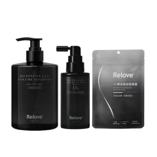 【Relove】黑泌肽12%外泌體養髮 洗噴內服組(洗髮精+12%養髮液+絲密膠囊60顆)