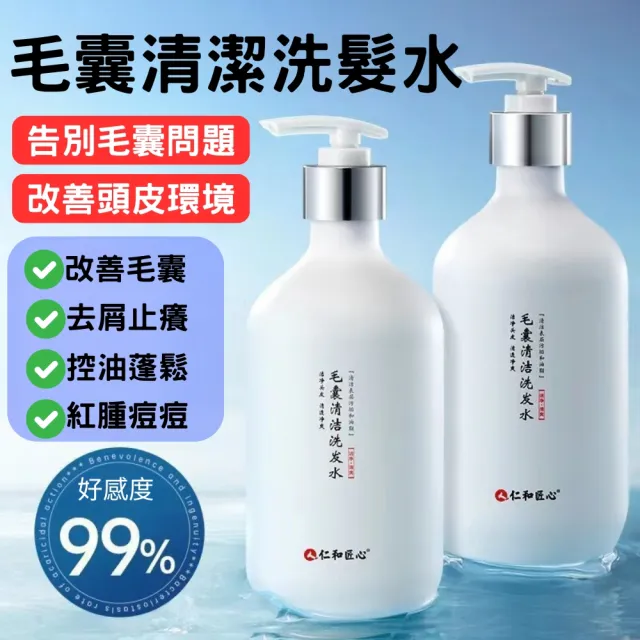 【iBloom】仁和匠心毛囊清潔洗髮水500ml-2入組(頭皮 控油止癢去屑洗髮精 蓬鬆洗髮水精 控油 柔順洗髮精)