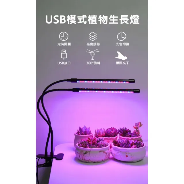 【ROYAL LIFE 皇室生活】LED可定時植物生長燈-三管(多肉植物燈/水草燈/花卉燈/夾燈/燈條/檯燈)