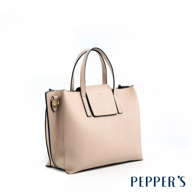 【PEPPER’S】DOT 真皮船型手提包 - 奶茶色/午夜藍(真皮包包 手提包 真皮)