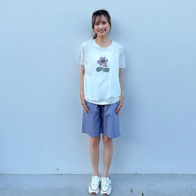 【Hana Mokuba】花木馬日系女裝圓領花朵印花休閒上衣(T恤)
