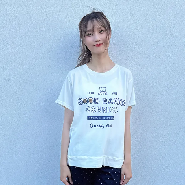 【Hana Mokuba】花木馬日系女裝圓領印花側邊開岔上衣(T恤)