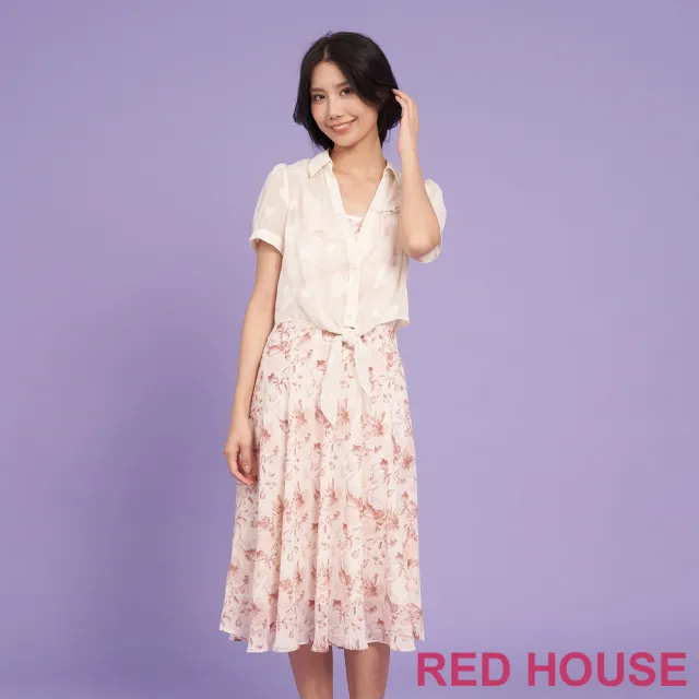 【RED HOUSE 蕾赫斯】秀氣花朵細肩帶洋裝-附罩衫(共2色)