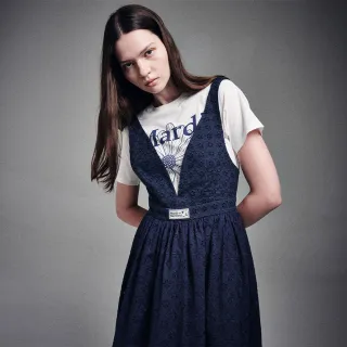 【MARDI MERCREDI】出清品 連身裙 海軍藍 V領 休閒 MAXI DRESS V NECK EYELET