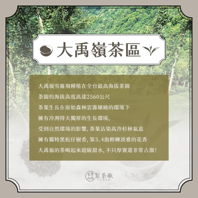 【JUXIN 梨山聚鑫製茶廠】大禹嶺雪霧龍手採高冷茶2兩75g(75克/包、正產地、輕發酵、無焙火)