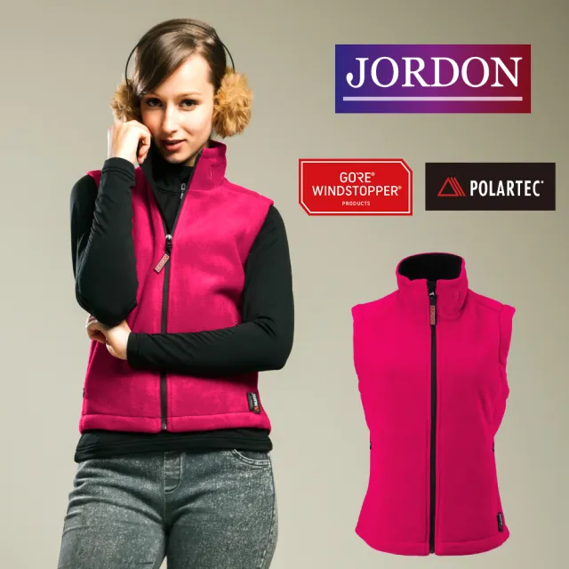 【JORDON 橋登】WINDSTOPPER+POLARTER 女 防風保暖背心(黑色)