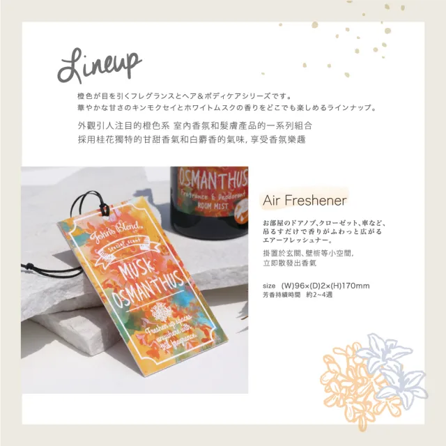 【日本John’s Blend】香氛掛片 3片x3組(公司貨/玫瑰/薄荷/桂花/櫻花/金木樨)