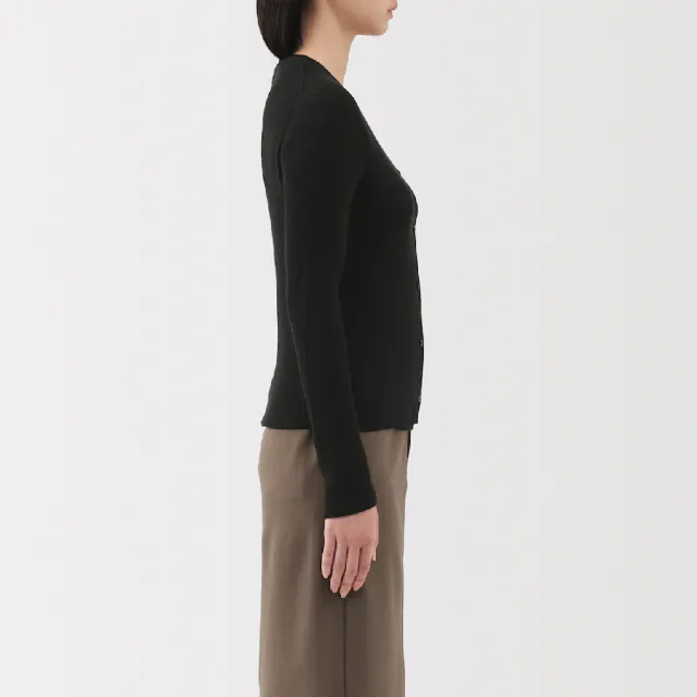 【MUJI 無印良品】女萊賽爾V領開襟衫(黑色/粉米/煙燻棕)