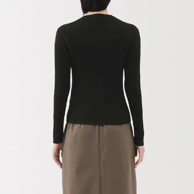 【MUJI 無印良品】女萊賽爾V領開襟衫(黑色/粉米/煙燻棕)