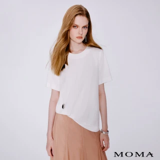 【MOMA】簡約 M+ 俐落金豆褶皺冰瓷棉上衣(兩色)