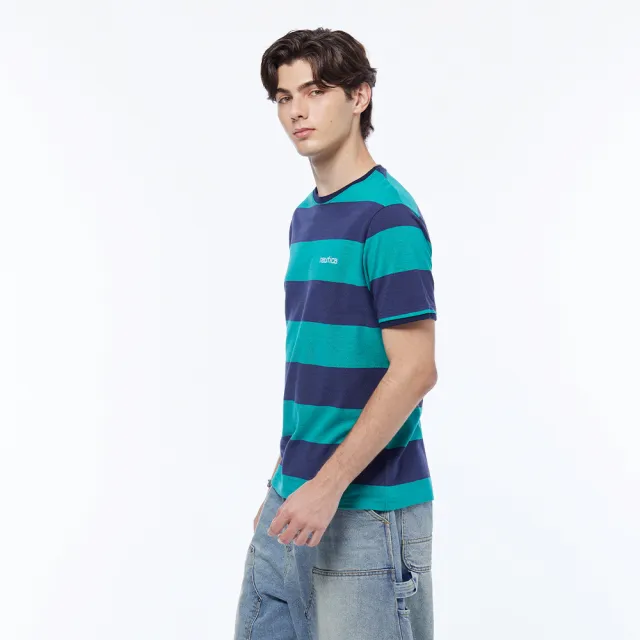 【NAUTICA】官方旗艦 男裝 跳色寬條紋短袖T恤(藍色)