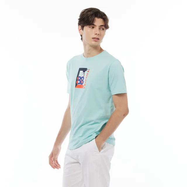 【NAUTICA】官方旗艦 男裝 品牌年份印色塊花短袖T恤(藍色)
