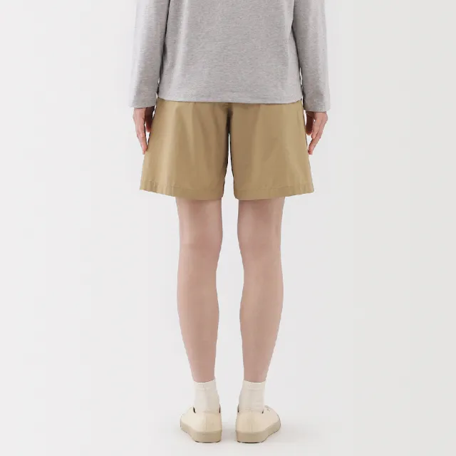 【MUJI 無印良品】女水洗平織布短褲(黑色 米色 卡其 粉紅 暗藍)