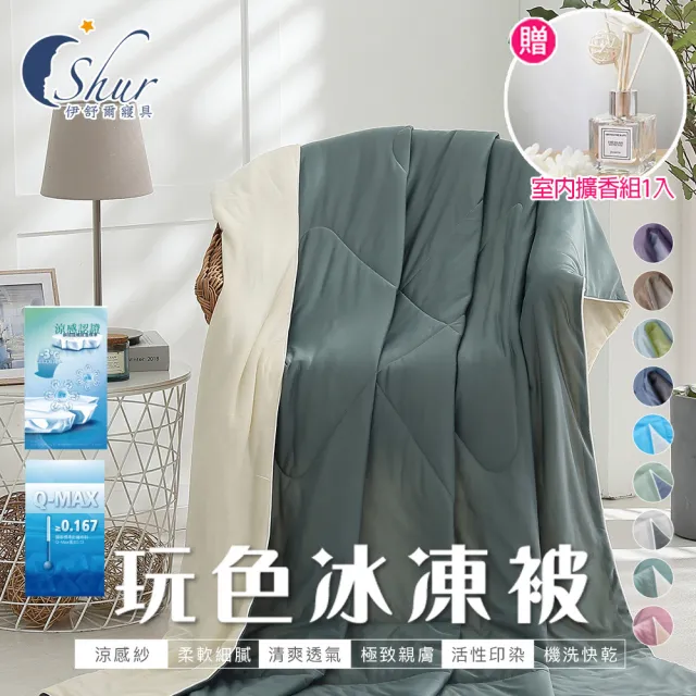 【ISHUR 伊舒爾】玩色雙面冰凍被1入 5x6尺(贈室內擴香組1入/涼被/夏被/多款任選)
