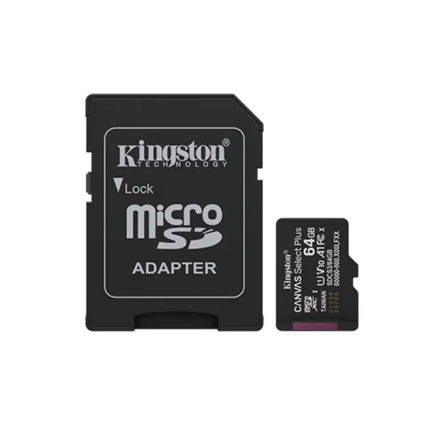 【Kingston 金士頓】Canvas Select Plus microSD 64GB/100MB/s 記憶卡(SDCS3/64GB)