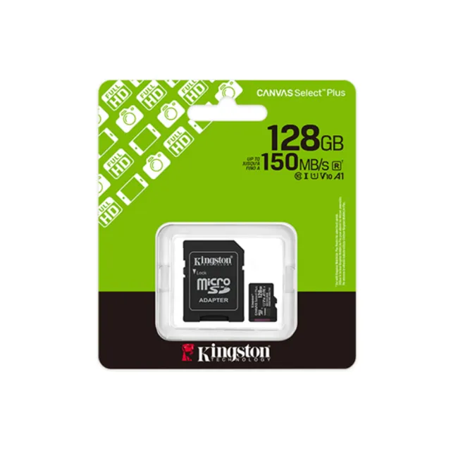 【Kingston 金士頓】Canvas Select Plus microSD 128GB/150MB/s 記憶卡(SDCS3/128GB)