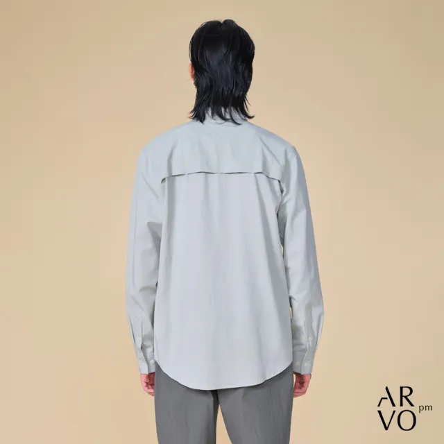【ARVOpm】男女同款 淺灰休閒長袖襯衫00082503102(雙11限定)