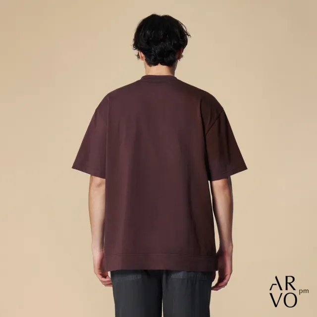 【ARVOpm】男女同款 紫棕基本款寬版短袖T恤00212502105(雙11限定)