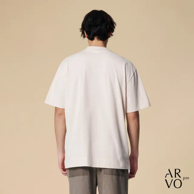 【ARVOpm】男女同款 米白基本款寬版短袖T恤00212502106(雙11限定)