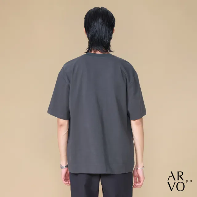 【ARVOpm】男女同款 藏青側開衩拉鍊寬版短袖T恤00212502102(限時6折)