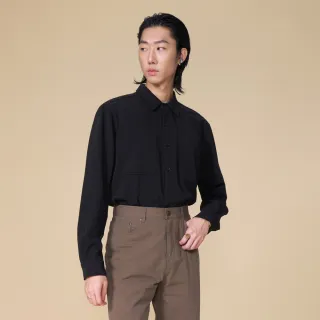 【ARVOpm】半門襟雙口袋黑色襯衫00082504101(新品上市)
