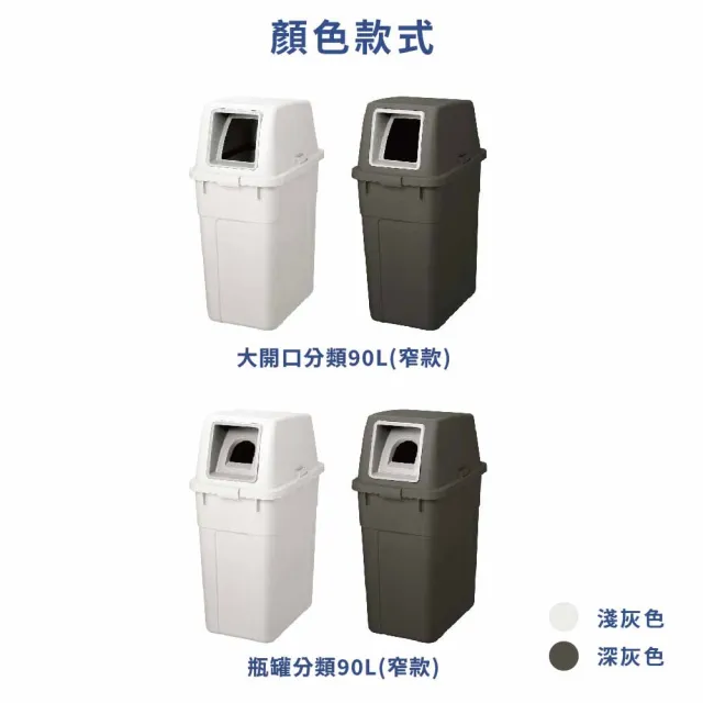 【日本 RISU】W&W系列 大開口/瓶罐分類垃圾桶 90L