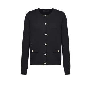 【G2000】圓領排扣針織外套-黑色(4627530199)