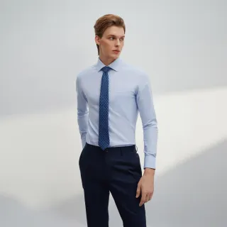 【G2000】防皺口袋款彈性雙色層長袖上班襯衫-男孩藍色(4612111270)