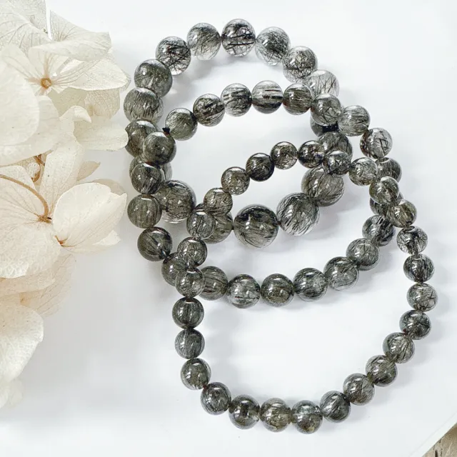 【天天水晶 TINGTING】黑髮晶 11mm 素圈水晶手鍊(避邪化煞 B110004)