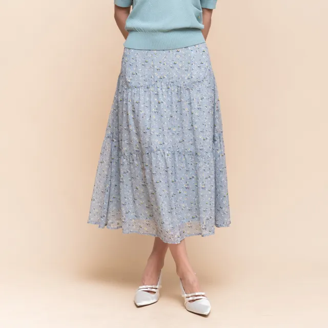 【perng yuh 芃諭名品】浪漫憧憬 印花 切接 層次 褶裙(2025 SS Collection|4A春夏新品上市)