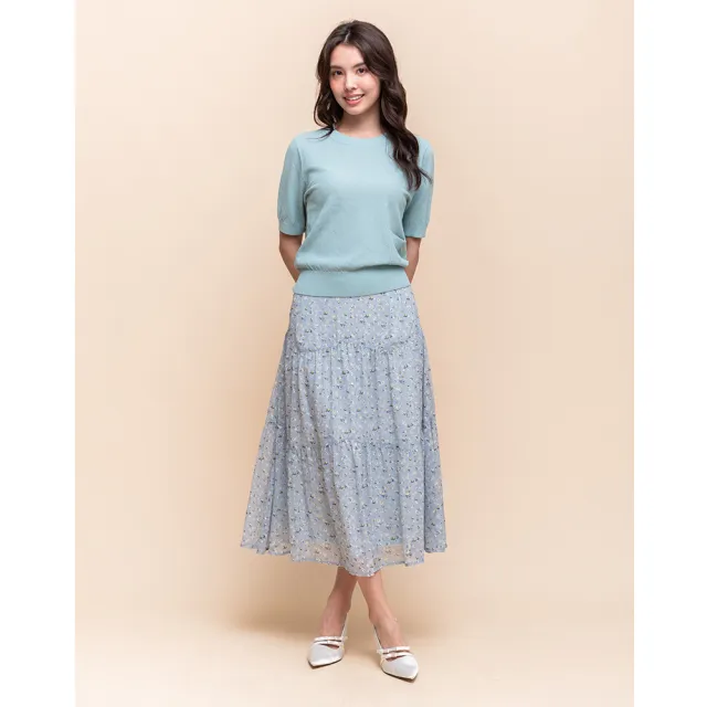 【perng yuh 芃諭名品】浪漫憧憬 印花 切接 層次 褶裙(2025 SS Collection|4A春夏新品上市)