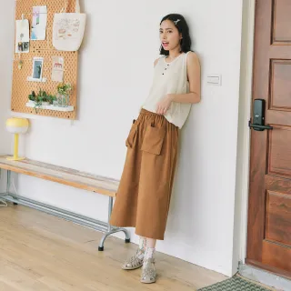 【Dailo】小耳朵色塊拼接中長裙(黑 綠 咖/魅力商品)