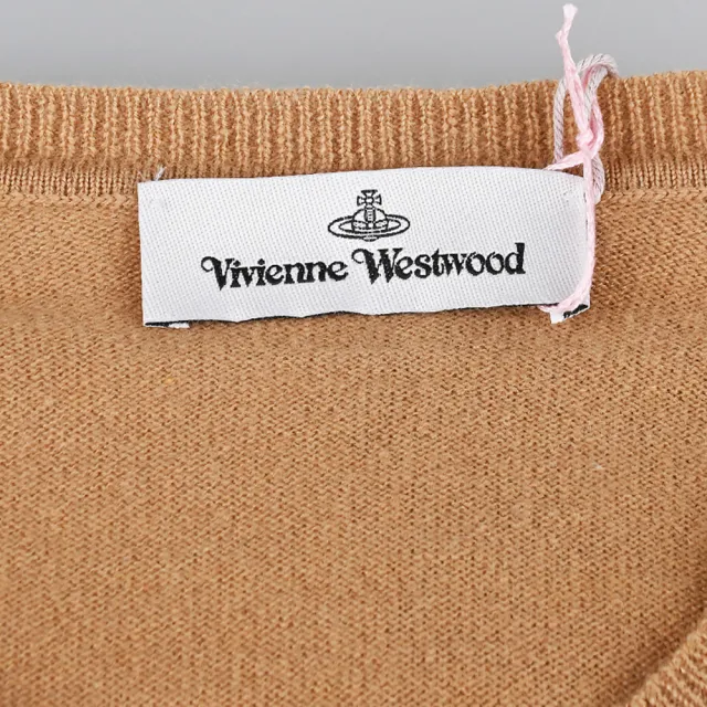 【Vivienne Westwood】Vivienne Westwood土星刺繡長袖針織衫(女款短版/褐)