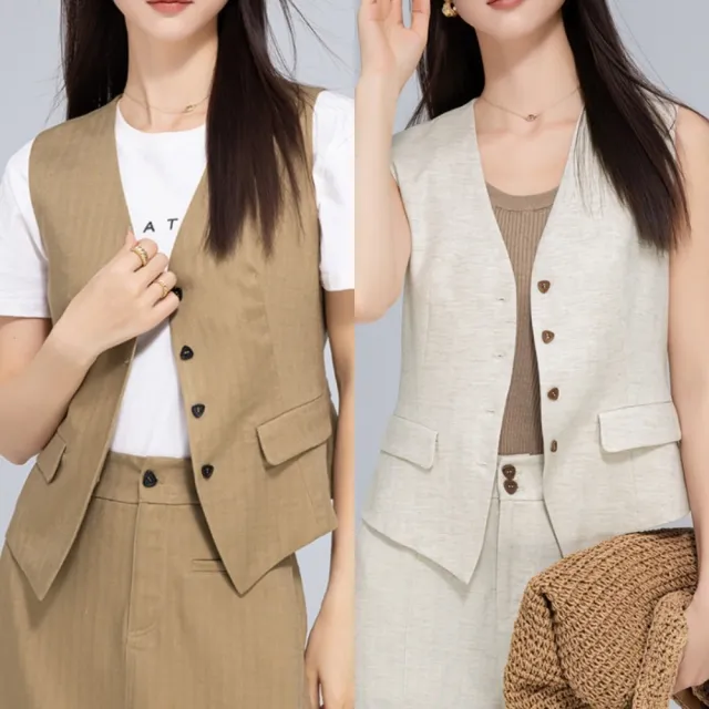 【巴黎精品】女美式背心外套經典西裝背心夾克休閒外套(老錢風設計感坎肩女外套2色n1kh46)