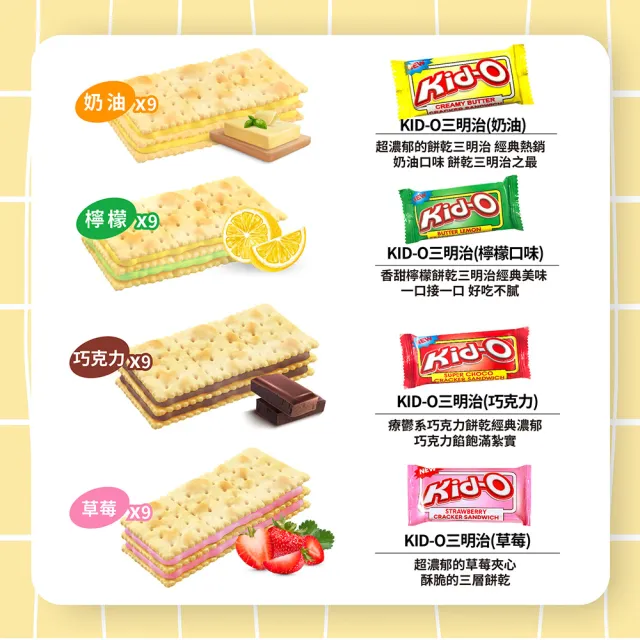 【Kid-o】三明治餅乾綜合風味/奶油風味/綜合厚餡 任選4包(17gX36入X4包)