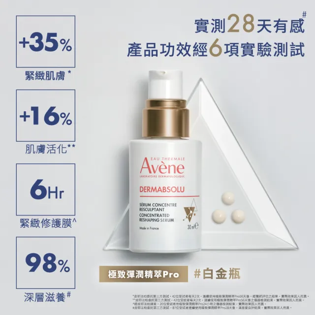 【Avene 雅漾】官方直營 極致彈潤精萃Pro 30ml(抗老 x 緊緻x 滋養 #白金瓶)