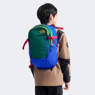 【The North Face 官方旗艦】北面兒童綠藍拼接大容量休閒後背包｜87SJBIC(書包)