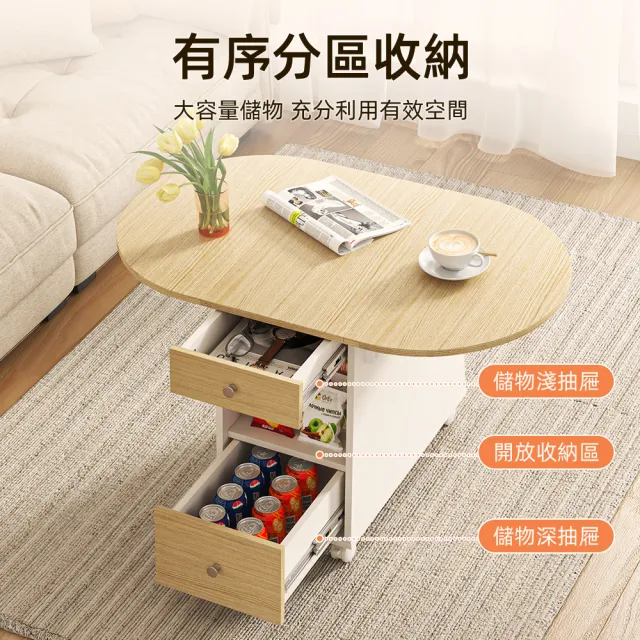 【慢慢家居】免組裝-桌面可展開帶輪移動茶几 沙發邊桌 邊几(SGS低甲醛 蝴蝶桌 餐桌)