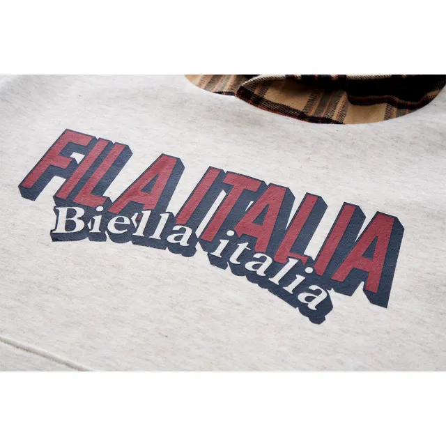 【FILA】KIDS 童連帽假兩件長袖T恤-卡其(1TEY-8704-KK)