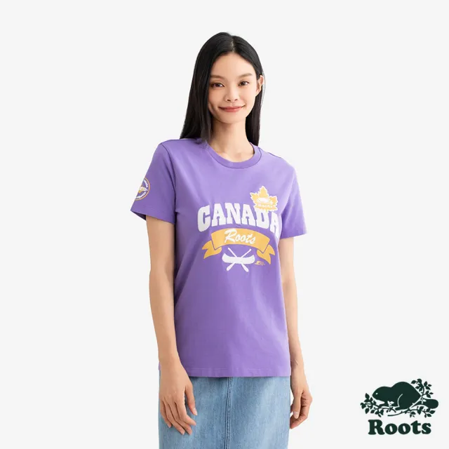 【Roots】Roots女裝- CANADA CLASSIC 短袖上衣(紫色)