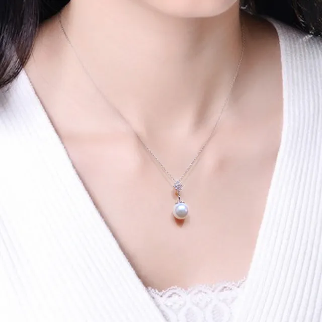 【ALUXE 亞立詩】18K金 天然淡水珍珠 8-8.5mm 珍珠鑽石項鍊 綺麗之淚 NN0968