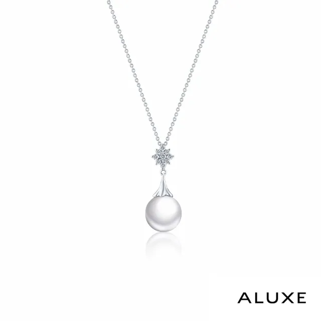 【ALUXE 亞立詩】18K金 天然淡水珍珠 8-8.5mm 珍珠鑽石項鍊 綺麗之淚 NN0968